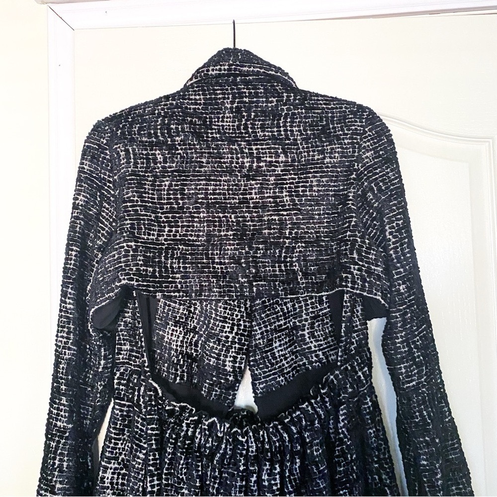 Cult Gaia Aya Matelassé Velvet Open-Back Coat Belted‎ Long Black Size Small NWT - Picture 11 of 11